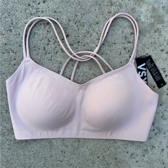 NEW Victoria’s Secret VSX Elevate Strappy-Back Sports Bra – Light Pink, Size L - Picture 1 of 6